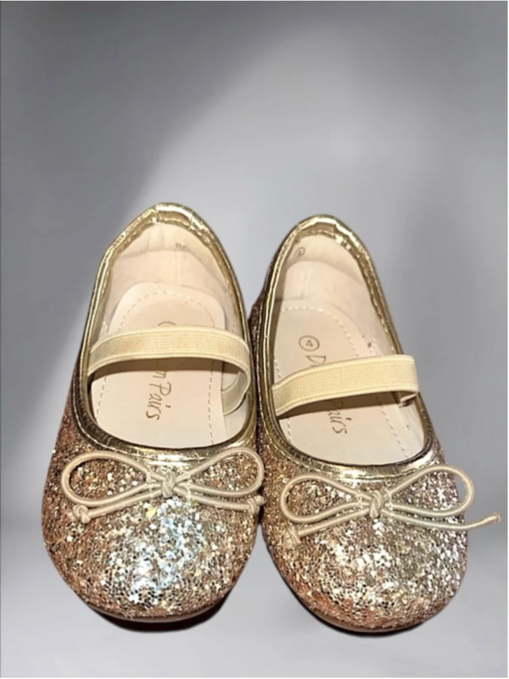 DREAM PAIRS “Belle” Toddler Girls Gold Glitter Ballet Flats – Size 4